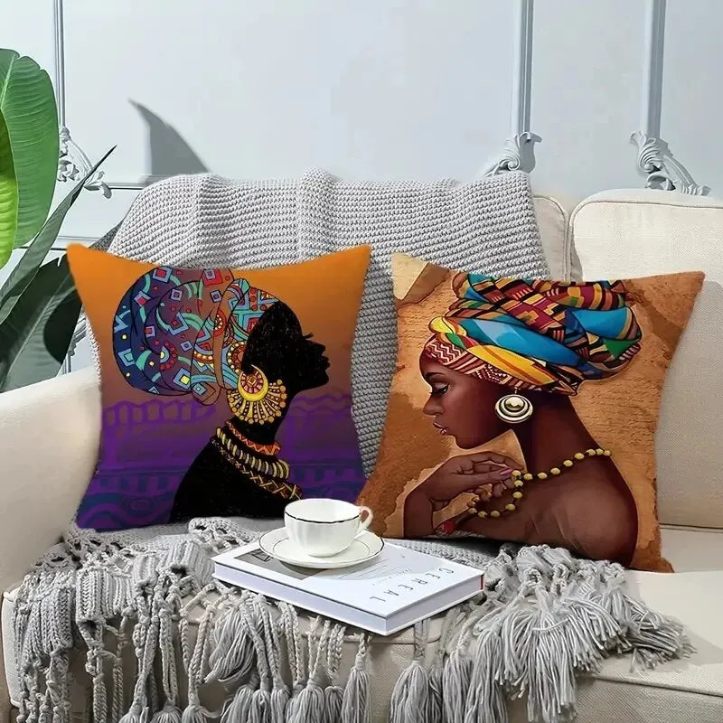 African American Woman Cushion Cover