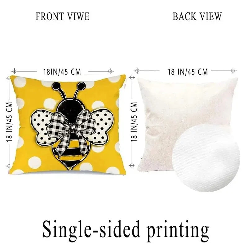 Bee & Letter Graphic Pillow Cover