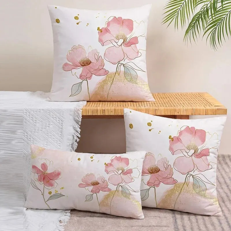 Floral Print Throw Pillow Cover