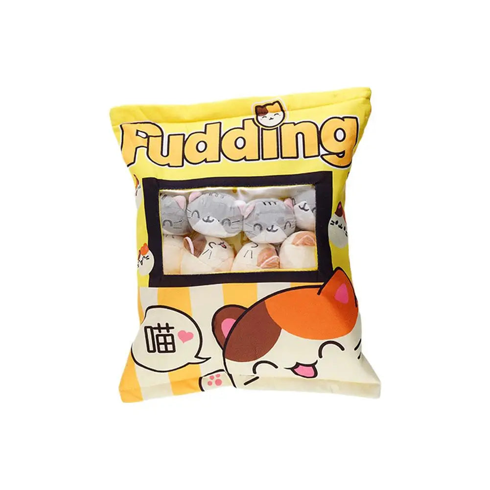 Kawaii Cat Snack Plush Pillow