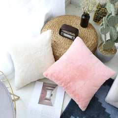 Faux Rabbit Fur Throw Pillow Cover