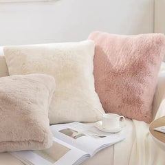 Faux Rabbit Fur Throw Pillow Cover