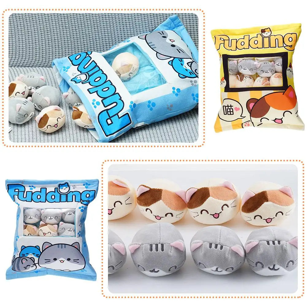 Kawaii Cat Snack Plush Pillow