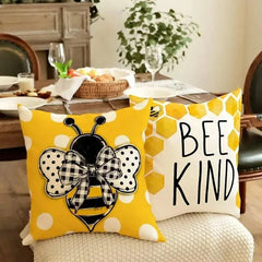 Bee & Letter Graphic Pillow Cover