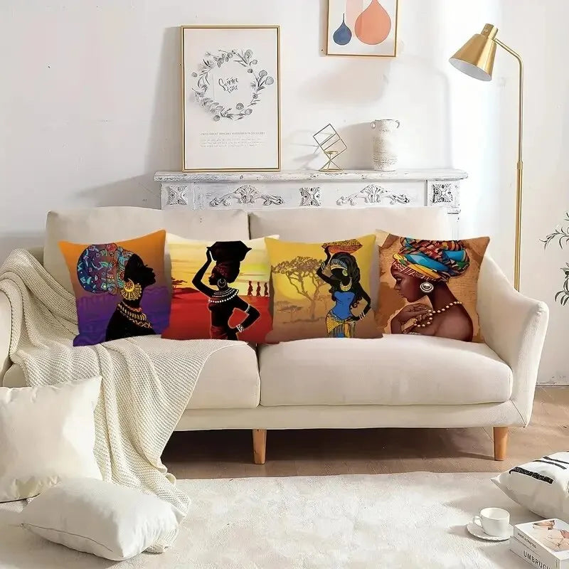 African American Woman Cushion Cover