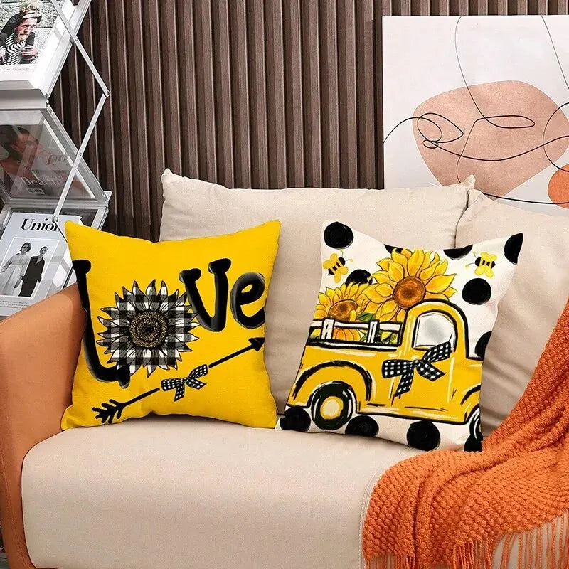 Bee & Letter Graphic Pillow Cover