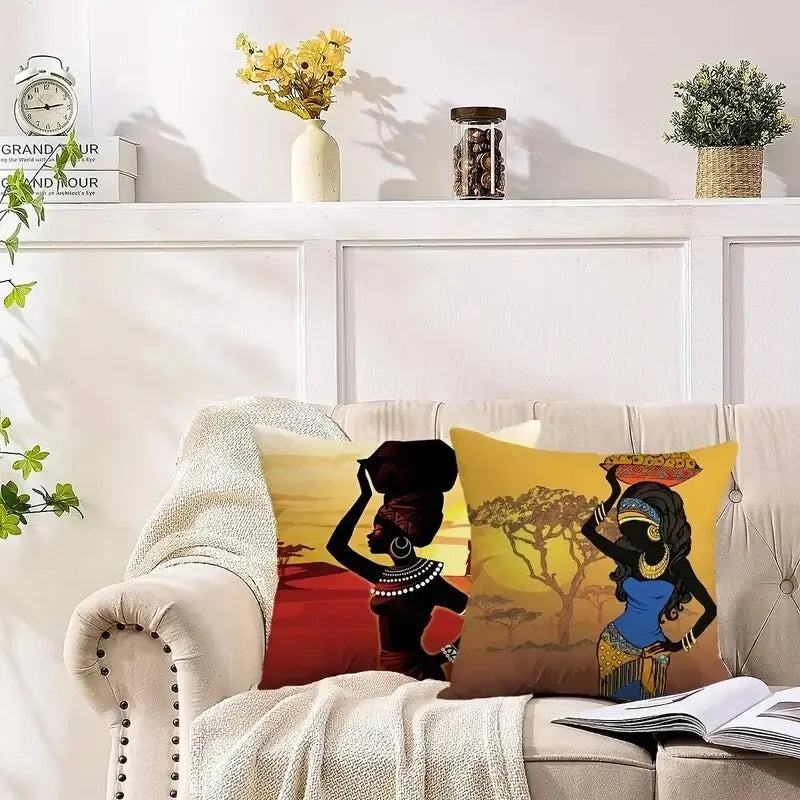 African American Woman Cushion Cover